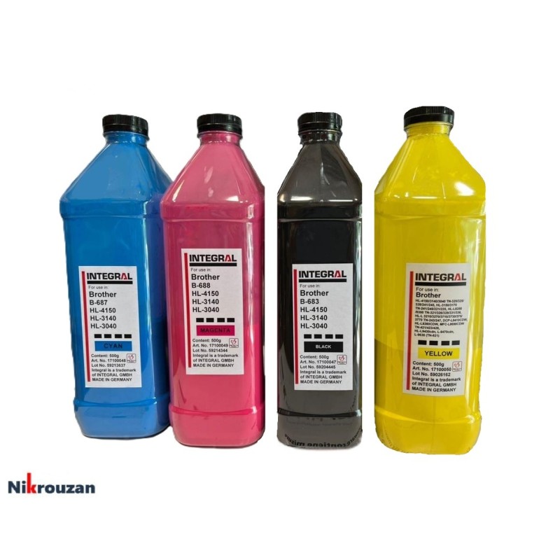 ست رنگی تونر شارژ اینتگرال برادر ۵۰۰ گرمی Integral Brother Color Toner Set 500g ست رنگی تونر شارژ اینتگرال برادر ۵۰۰ گرمی Integral Brother Color Toner Set 500g